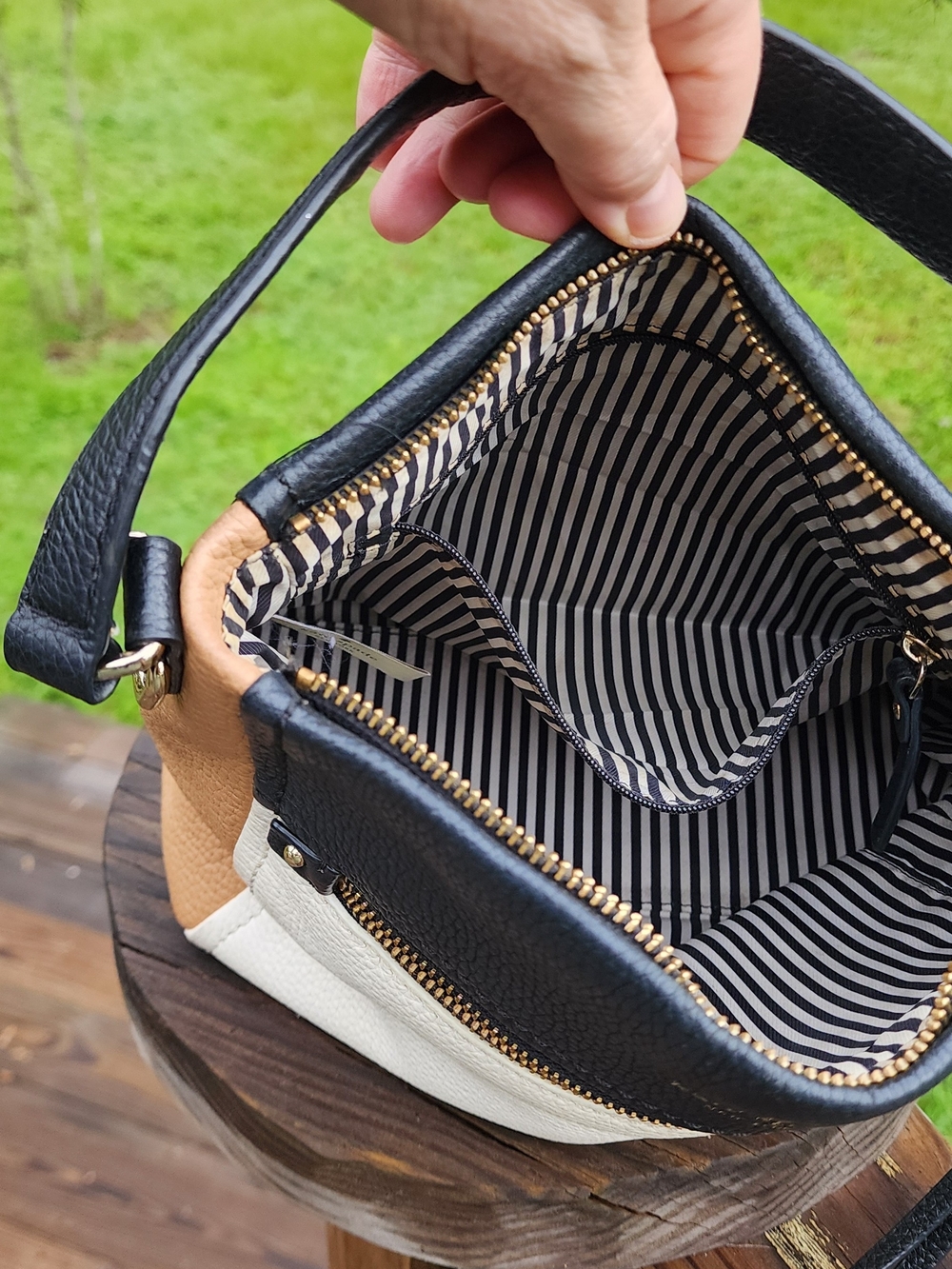 kate spade Black, White & Tan Colorblock Leather Shoulder Bag - Picture 8 of 16